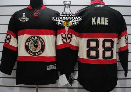 Chicago Blackhawks #88 Patrick Kane Black Third Kids Jersey W 2015 Stanley Cup Champion Patch