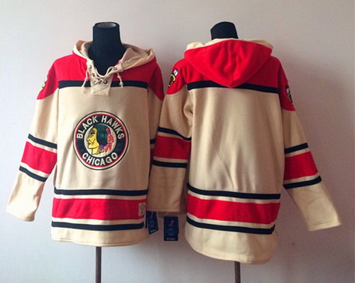 Chicago Blackhawks Blank Cream Old Time Hockey hoodie Stitched