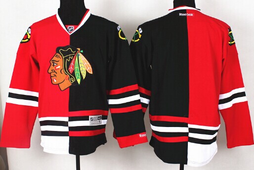 Chicago Blackhawks Blank Red Black Two Tone Jersey