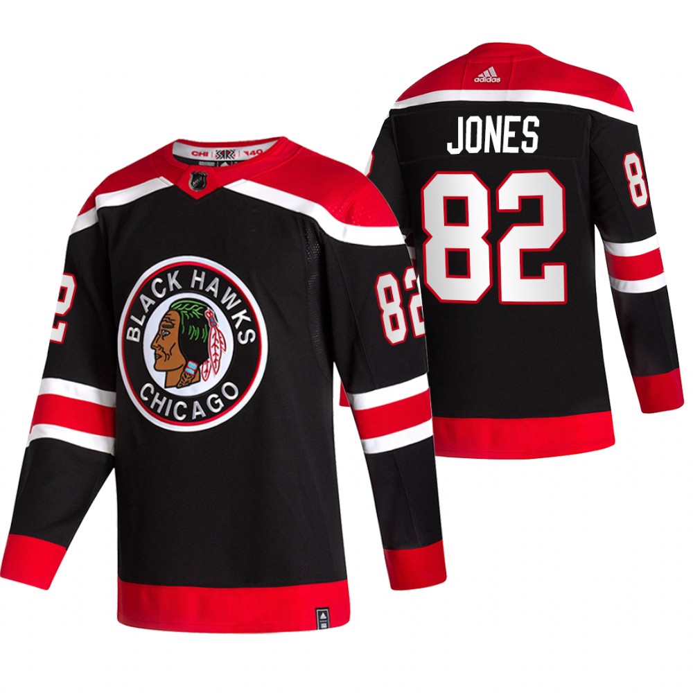 Chicago Blackhawks Caleb Jones Black 2021 Reverse Retro Special Edition Jersey