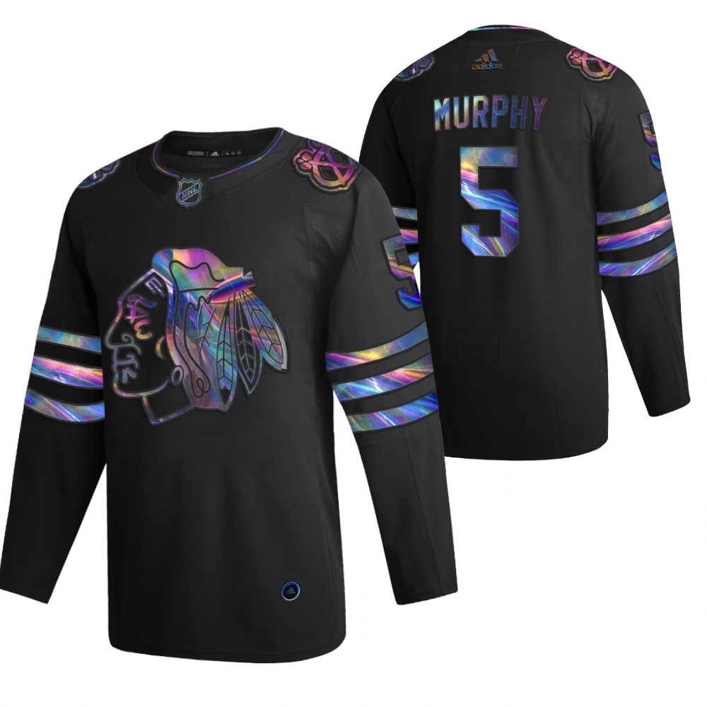 Chicago Blackhawks Connor Murphy Black 2020-21 Iridescent Holographic Collection Authentic Jersey