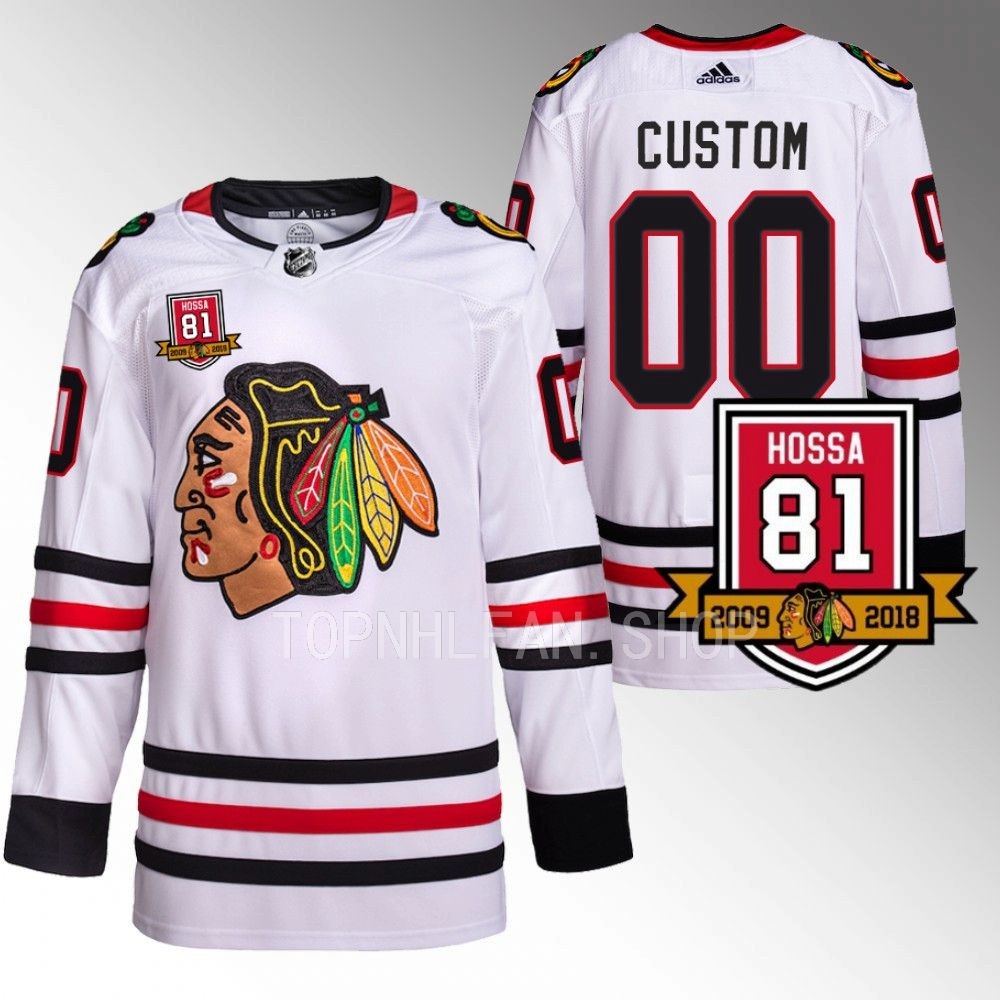 Chicago Blackhawks Custom Retirement 81Hossa Patch White Authentic Jersey