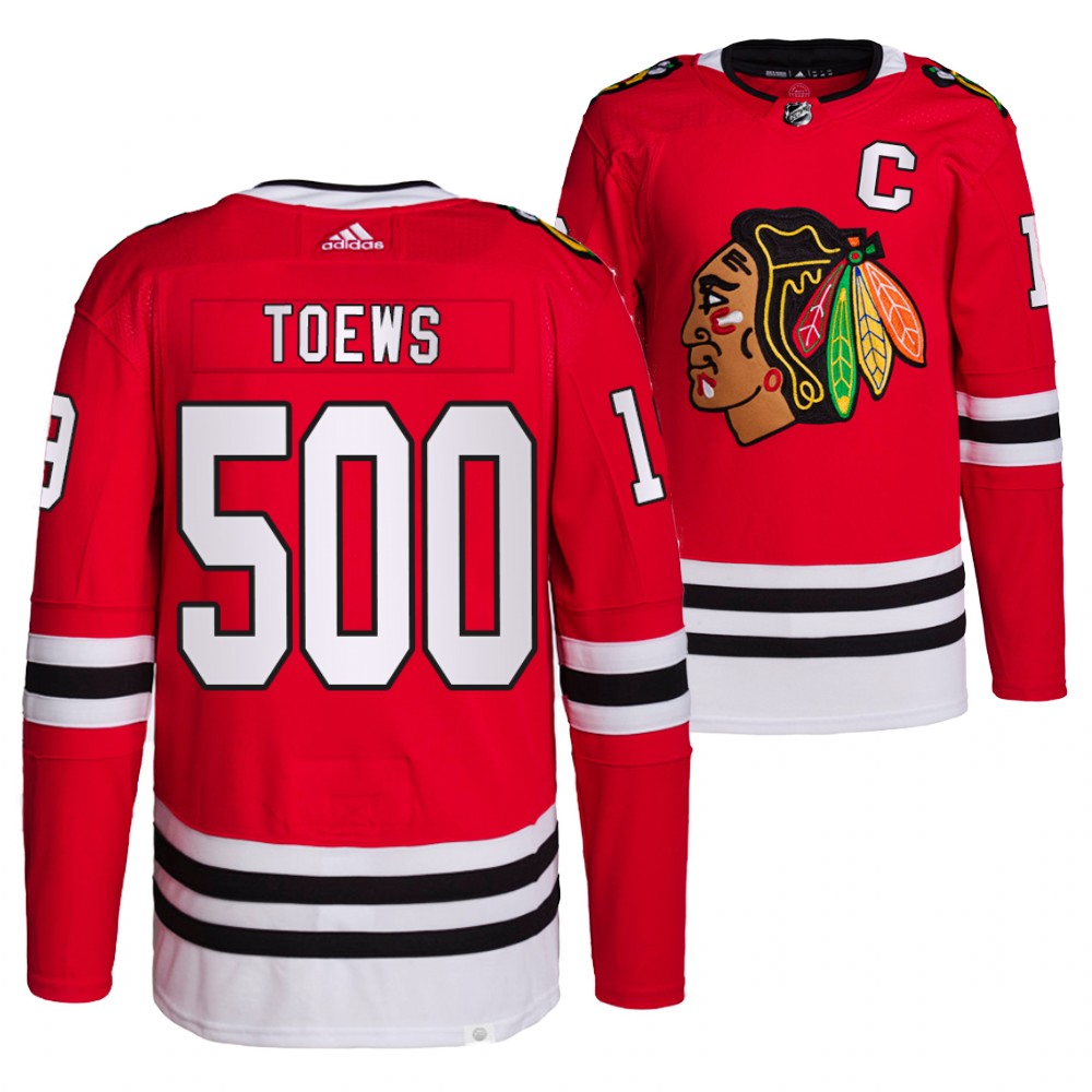 Chicago Blackhawks Jonathan Toews Red Honor Fleury 500 wins Special Authentic Jersey