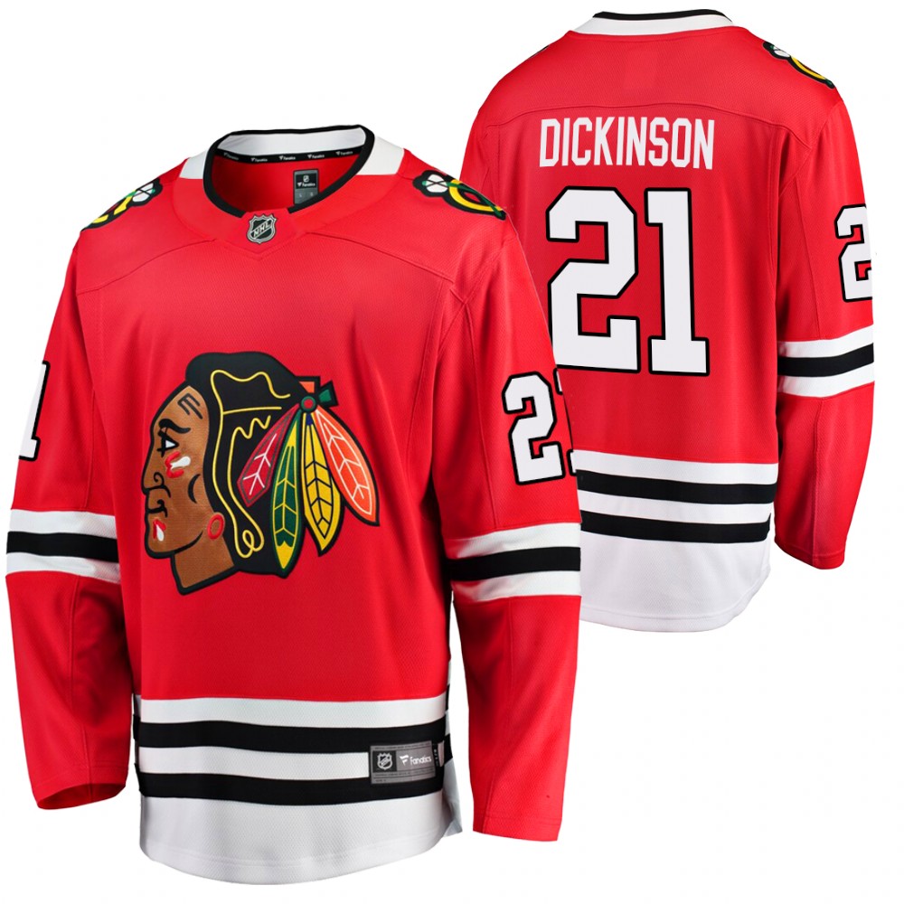 Chicago Blackhawks Josh Dickinson Red Home 2021 Trade Jersey