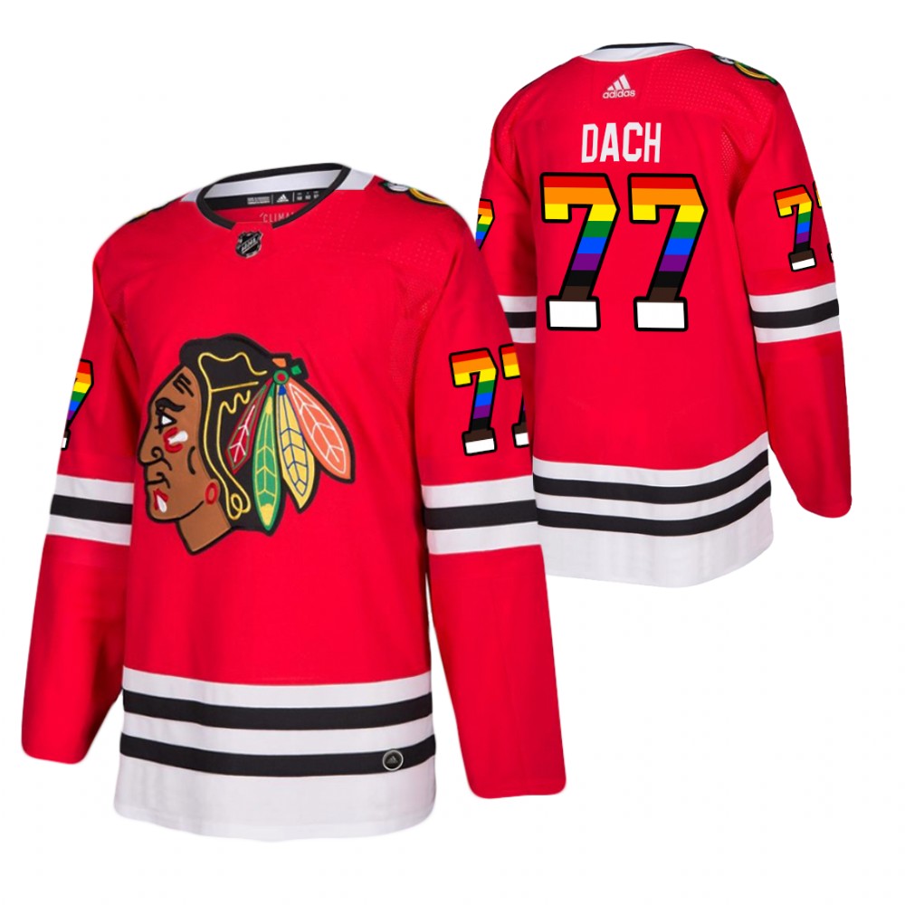 Chicago Blackhawks Kirby Dach Red 2021 Pride Night LGBTQ Jersey