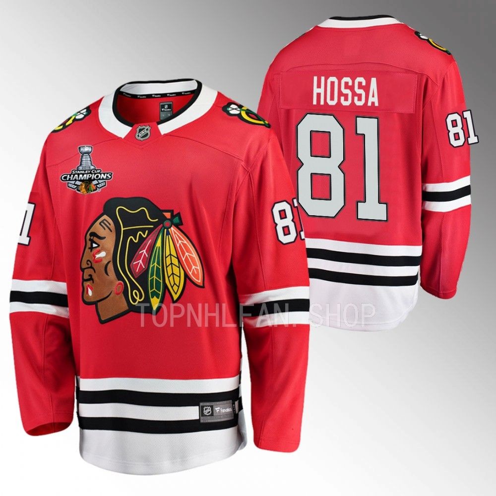 Chicago Blackhawks Marian Hossa Red 2015 Stanley Cup champion Retired Jersey