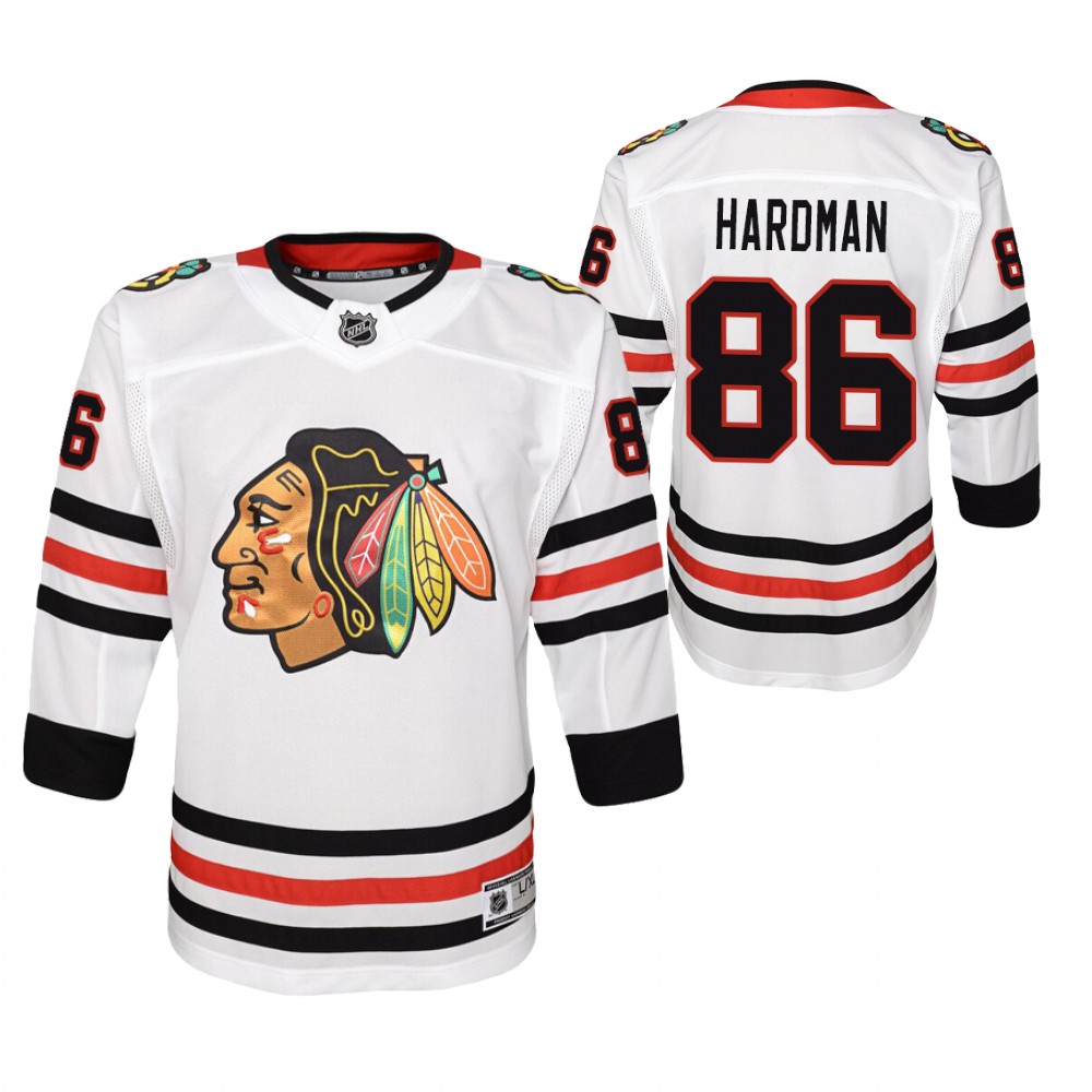 Chicago Blackhawks Mike Hardman Youth White 2021 Away Jersey