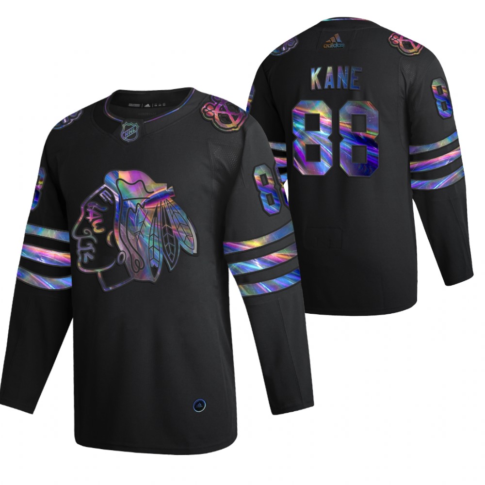 Chicago Blackhawks Patrick Kane Black 2020-21 Iridescent Holographic Collection Authentic Jersey