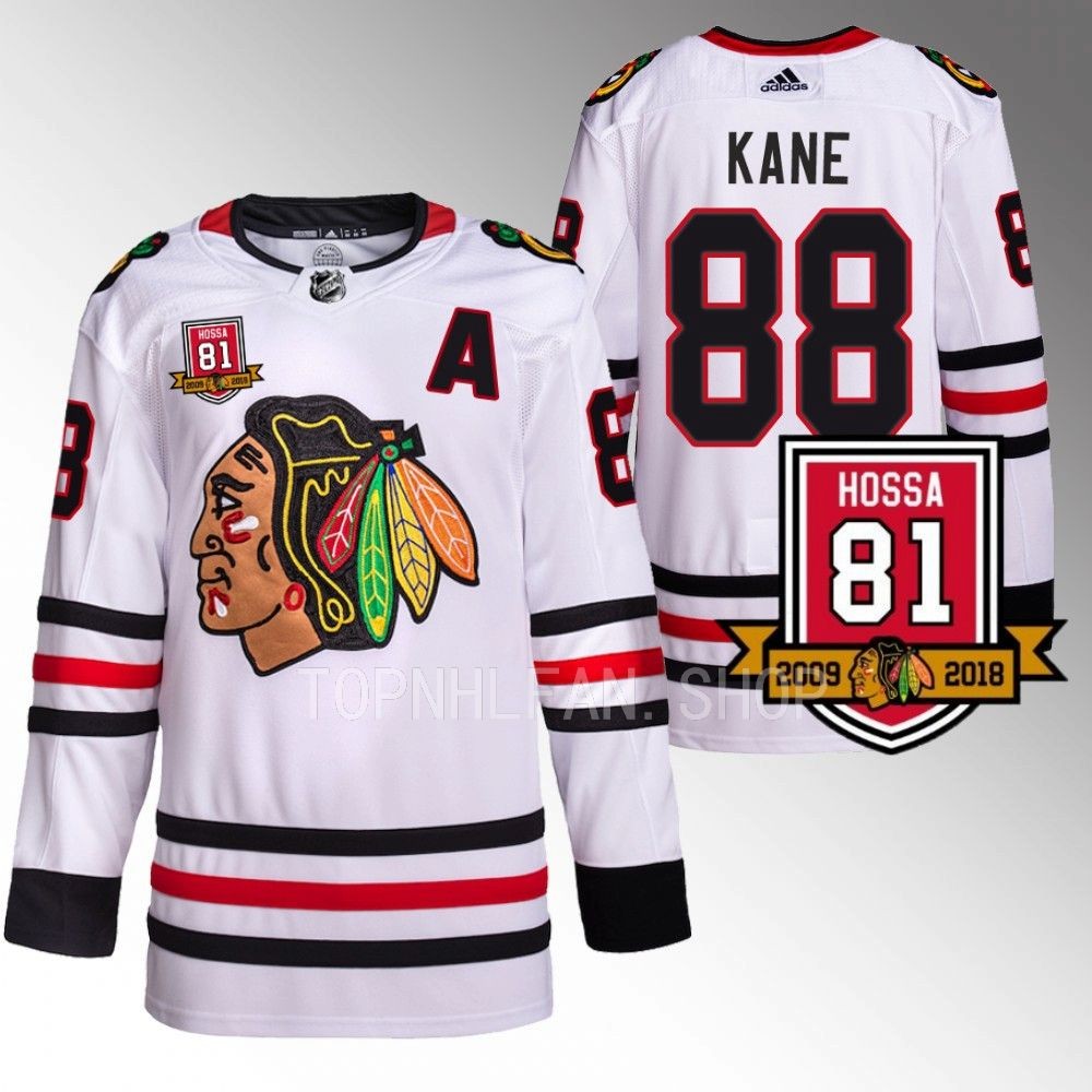 Chicago Blackhawks Patrick Kane Retirement 81Hossa Patch White Authentic Jersey
