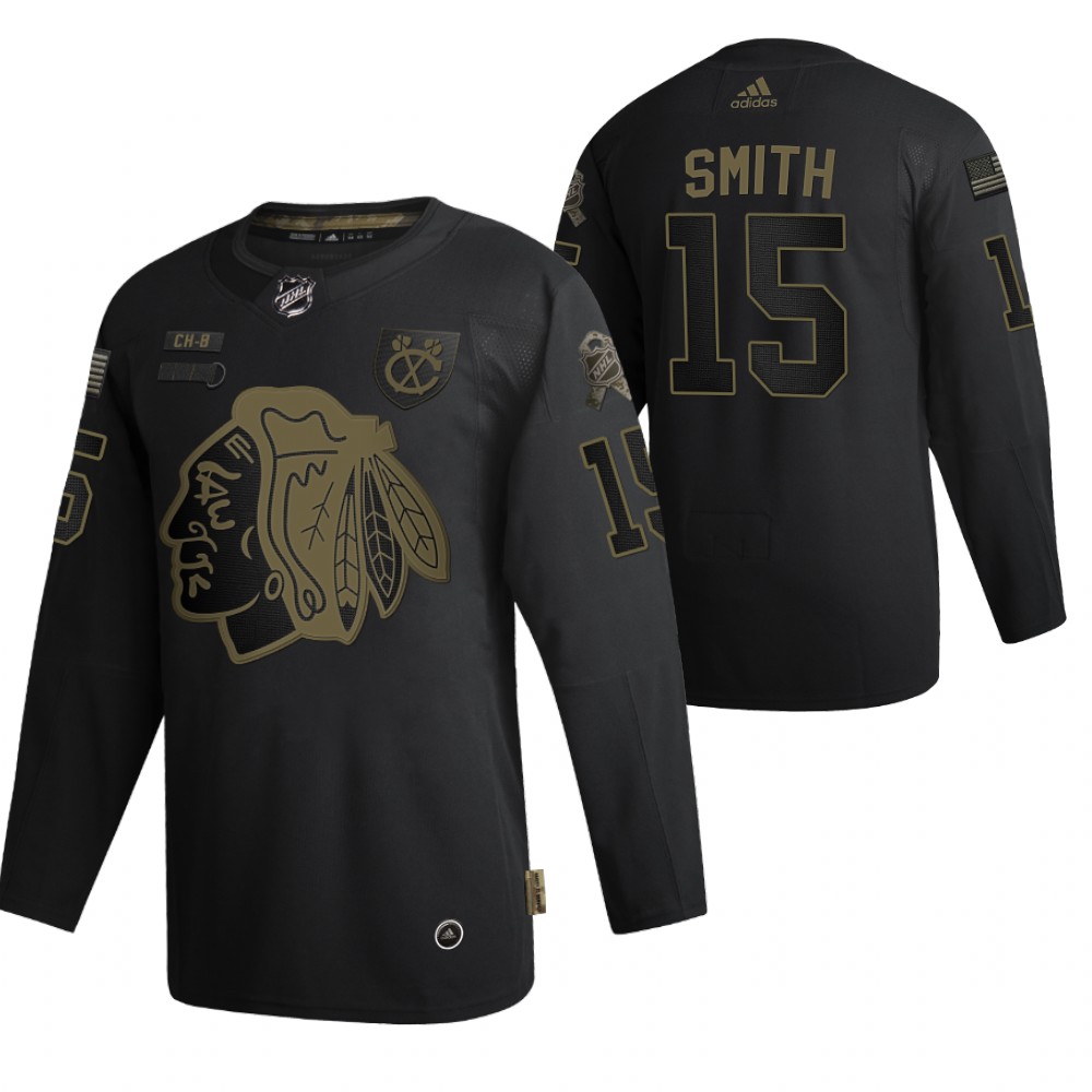Chicago Blackhawks Zack Smith Black 2020 Salute To Service Authentic Jersey