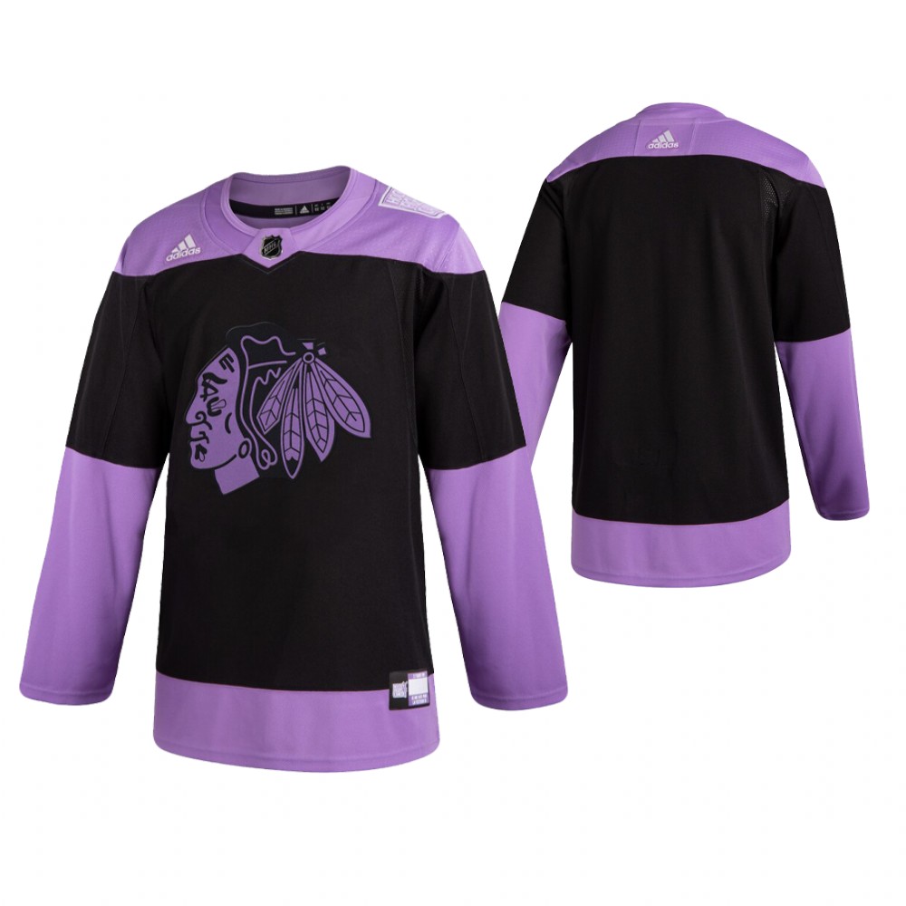 Chicago Blackhawks hockey Black Hockey Fights Cancer Jersey