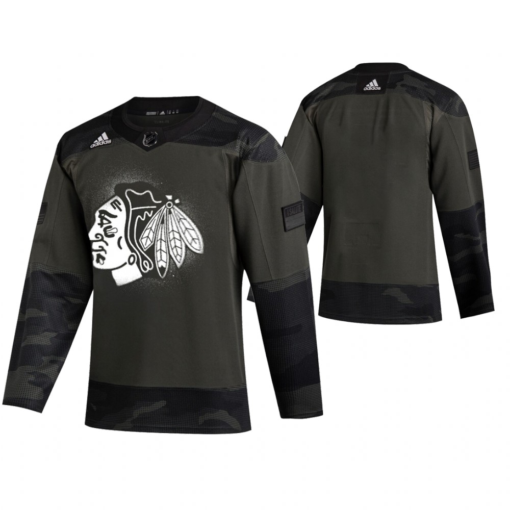 Chicago Blackhawks hockey Camo 2019 Veterans Day Jersey