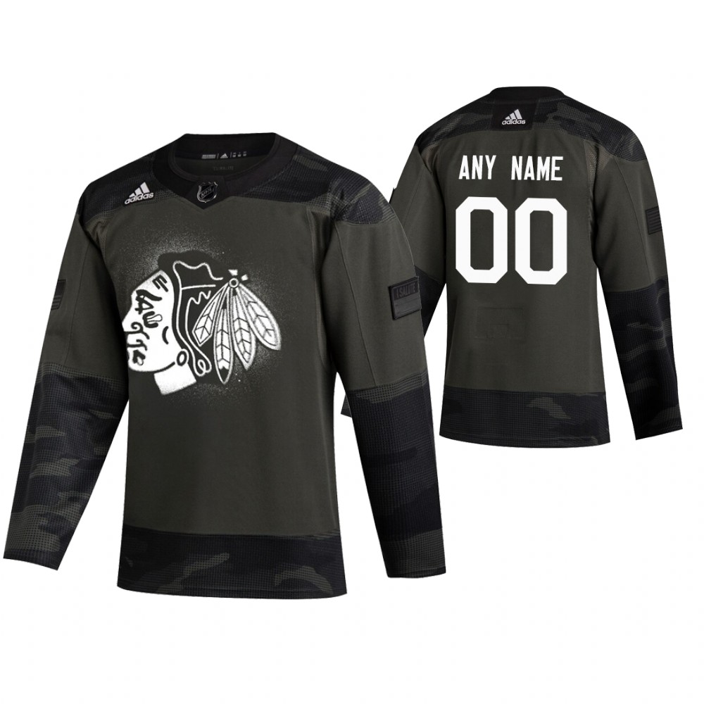 Chicago Blackhawks hockey Camo 2019 Veterans Day Jersey Custom