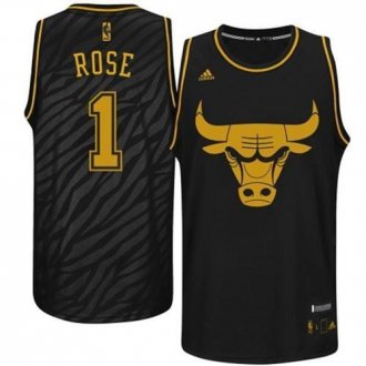 Chicago Bulls #1 Derrick Rose Black Precious Metals Fashion NBA Jersey