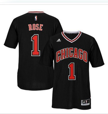 Chicago Bulls #1 Derrick Rose Black Short Sleeve Stitched NBA Jersey