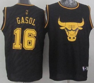 Chicago Bulls #16 Pau Gasol Black Precious Metals Fashion Stitched NBA Jersey