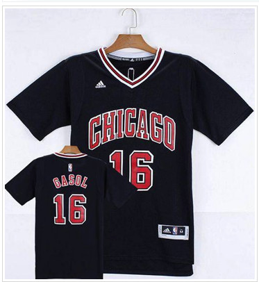 Chicago Bulls #16 Pau Gasol Black Short Sleeve Stitched NBA Jersey