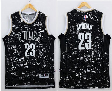 Chicago Bulls #23 Michael Jordan Black City Light Stitched NBA Jersey