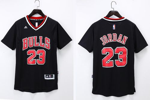 Chicago Bulls #23 Michael Jordan Black Short Sleeve Stitched NBA Jersey