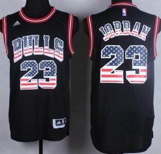 Chicago Bulls #23 Michael Jordan Black USA Flag Fashion NBA Jersey