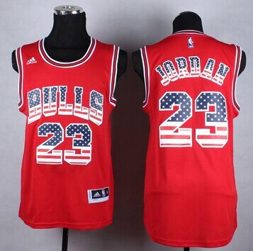 Chicago Bulls #23 Michael Jordan Red USA Flag Fashion Stitched NBA Jersey