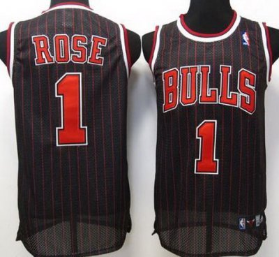 Chicago Bulls 1# Derrick Rose Black Red Strip NBA Jerseys