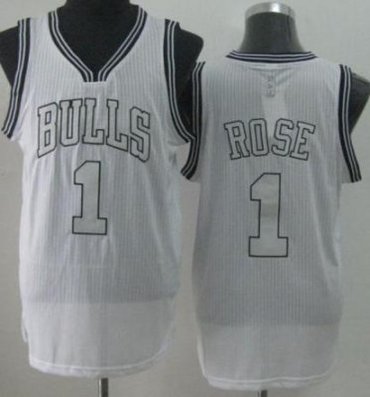 Chicago Bulls 1 Derrick Rose White Revolution 30 NBA Basketball Jerseys Silver Number