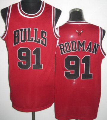 Chicago Bulls 91 Dennis Rodman Red Revolution 30 NBA Jerseys