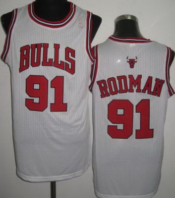 Chicago Bulls 91 Dennis Rodman White Revolution 30 NBA Jerseys