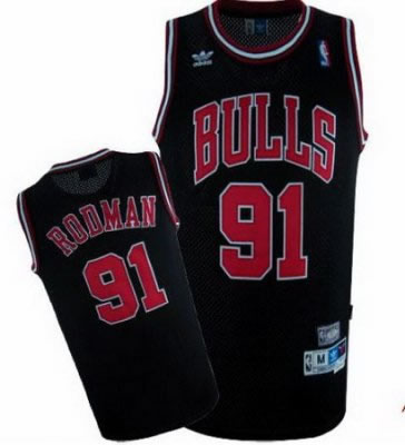 Chicago Bulls 91 Rodman Black NBA Jerseys
