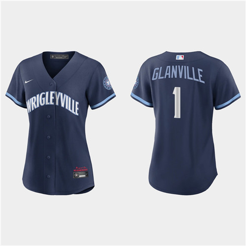 Chicago Cubs #1 Doug Glanville Women's Nike 2021 City Connect Navy MLB Jersey