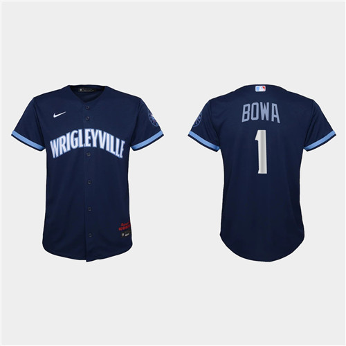 Chicago Cubs #1 Larry Bowa Youth Nike 2021 City Connect Navy MLB Jersey