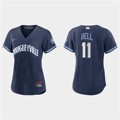 Chicago Cubs #11 George Bell Women's Nike 2021 City Connect Navy MLB Jersey