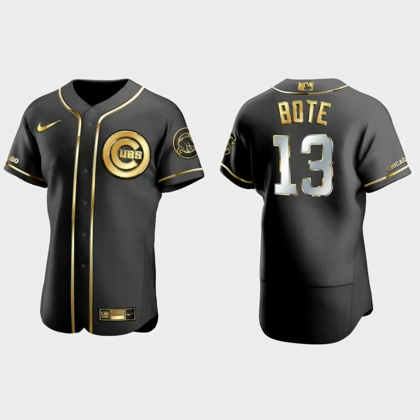 Chicago Cubs #13 David Bote Golden Edition Authentic Jersey – Black