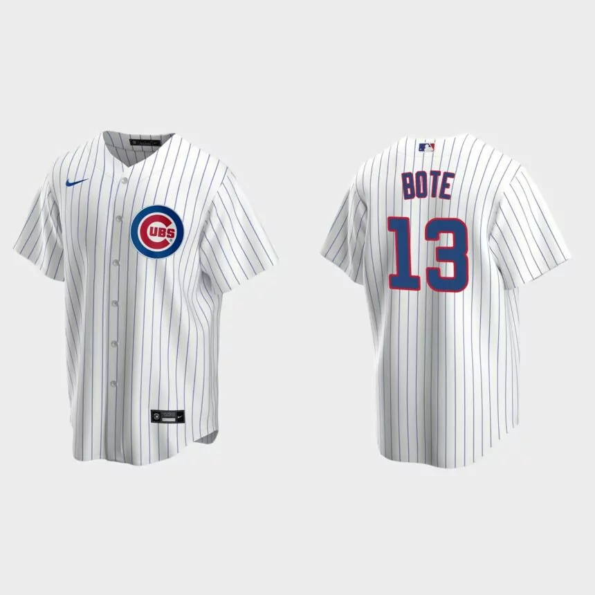 Chicago Cubs #13 David Bote White Replica Home Jersey