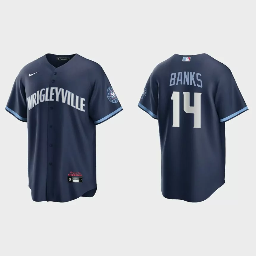 Chicago Cubs #14 Ernie Banks 2021 City Connect Replica Jersey – Navy