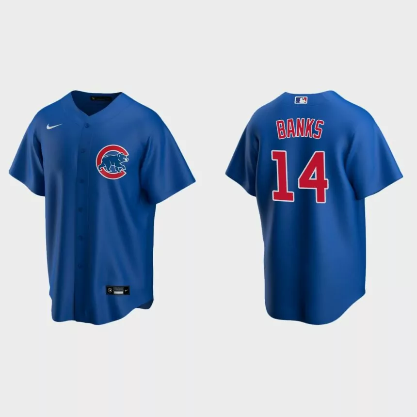 Chicago Cubs #14 Ernie Banks Royal Replica Alternate Jersey的副本