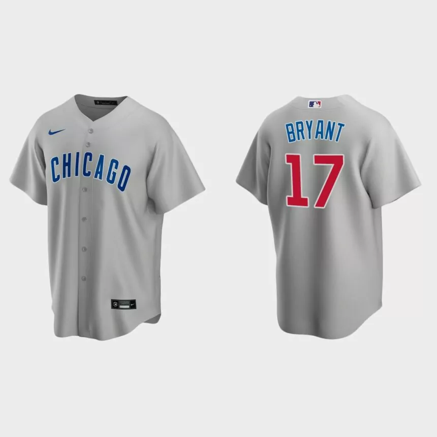 Chicago Cubs #17 Kris Bryant Gray Replica Road Jersey
