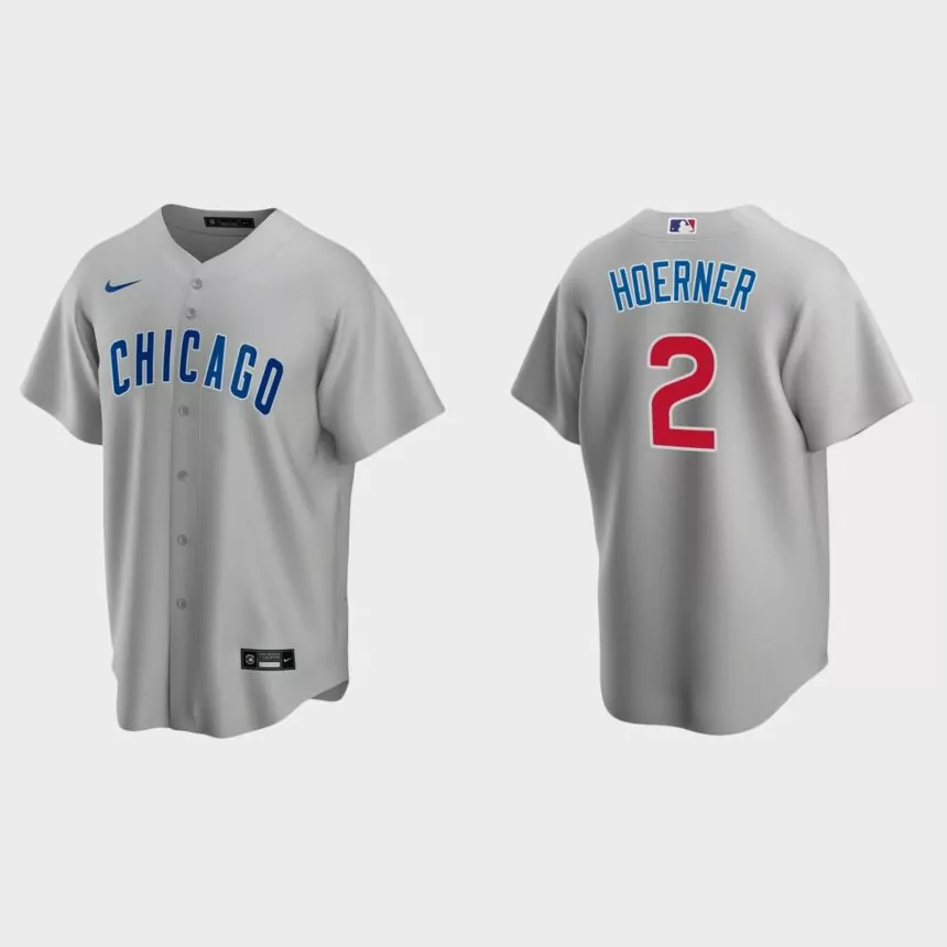 Chicago Cubs #2 Nico Hoerner Replica Road Jersey – Gray
