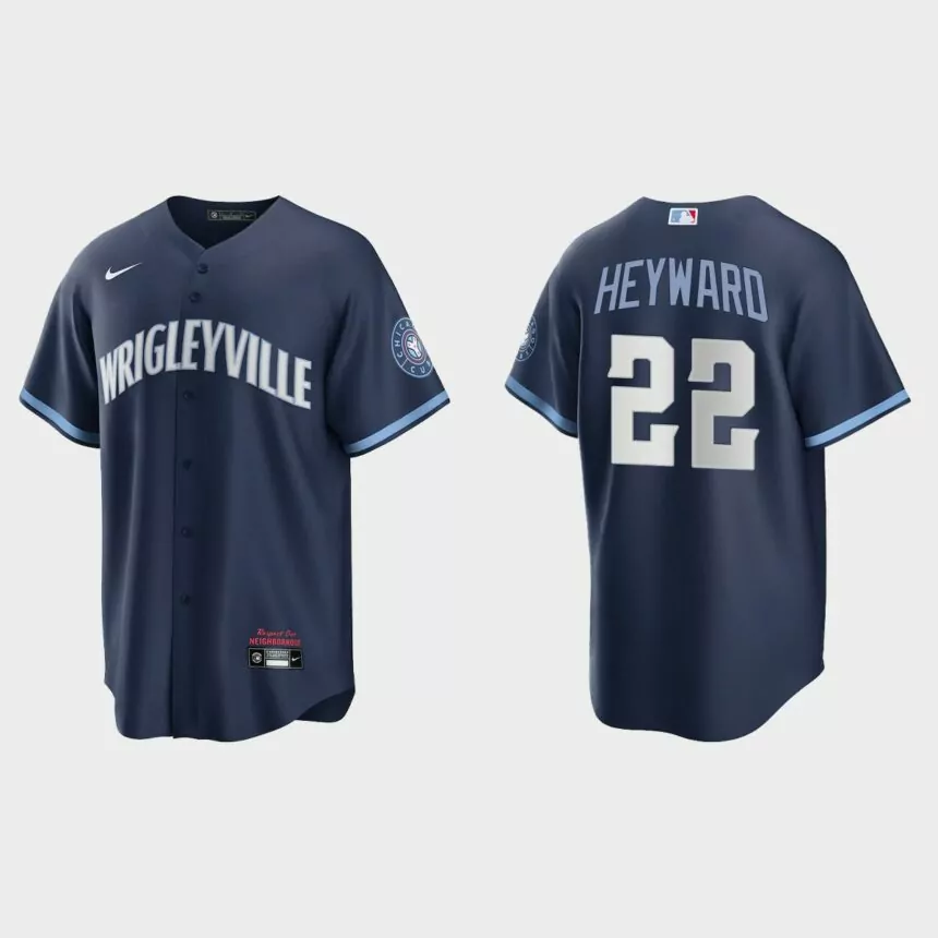 Chicago Cubs #22 Jason Heyward 2021 City Connect Replica Jersey – Navy