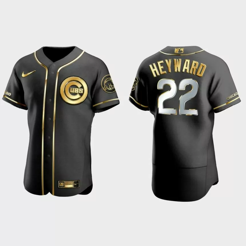 Chicago Cubs #22 Jason Heyward Golden Edition Authentic Jersey – Black