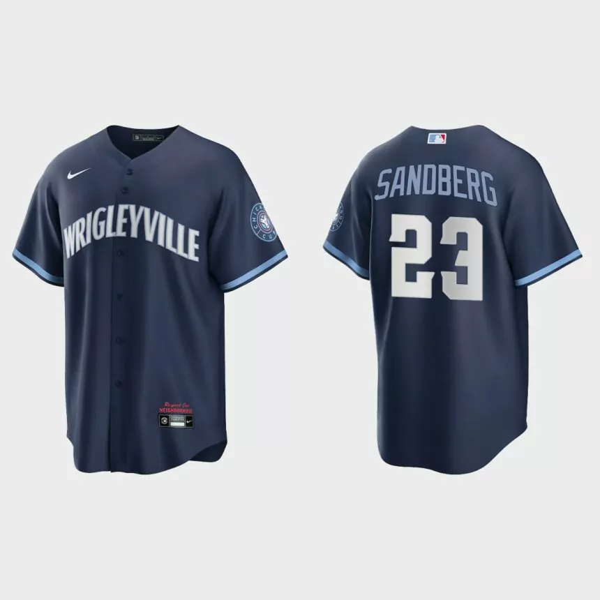 Chicago Cubs #23 Ryne Sandberg 2021 City Connect Replica Jersey – Navy