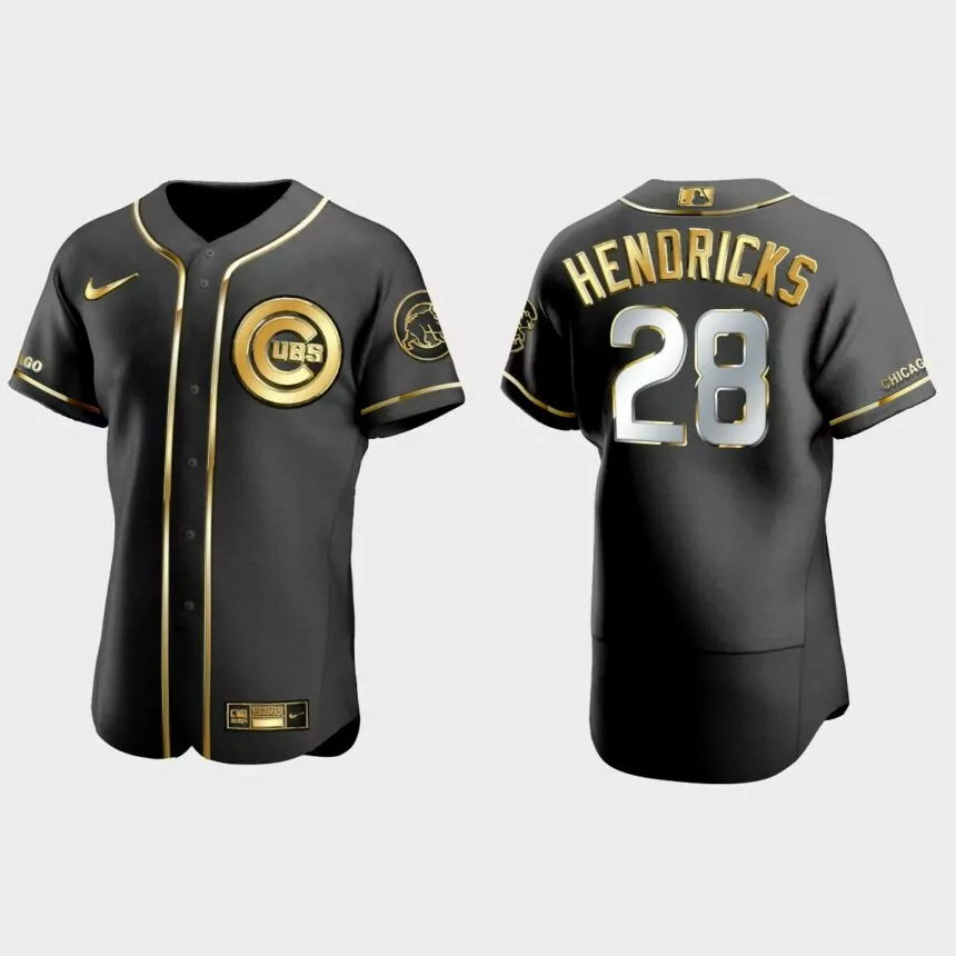 Chicago Cubs #28 Kyle Hendricks Golden Edition Authentic Jersey – Black