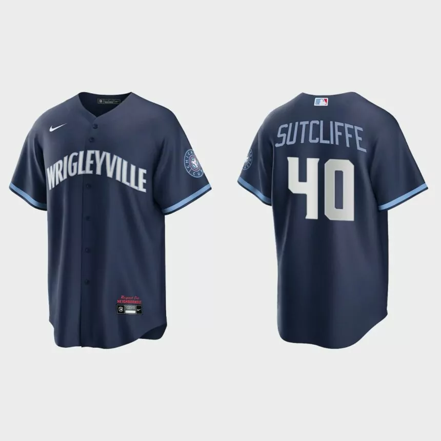 Chicago Cubs #40 Rick Sutcliffe 2021 City Connect Replica Jersey – Navy