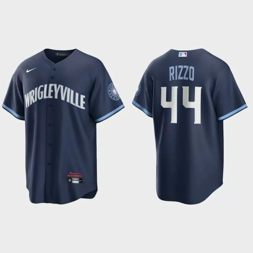 Chicago Cubs #44 Anthony Rizzo 2021 City Connect Replica Jersey – Navy