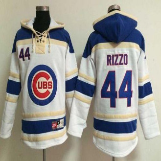 Chicago Cubs #44 Anthony Rizzo White Sawyer Hooded Sweatshirt Baseball Hoodie