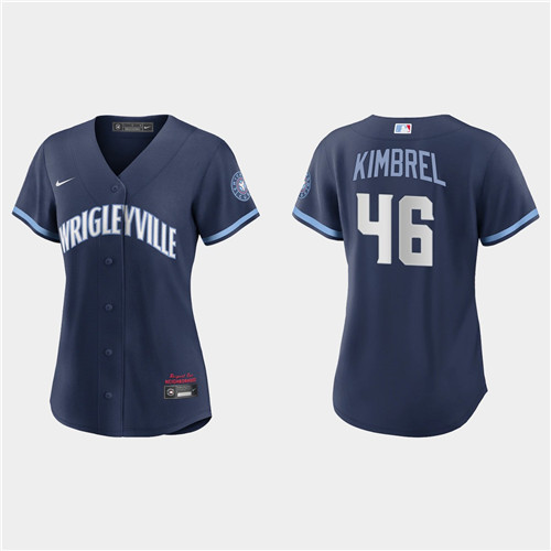 Chicago Cubs #46 Craig Kimbrel Women's Nike 2021 City Connect Navy MLB Jersey