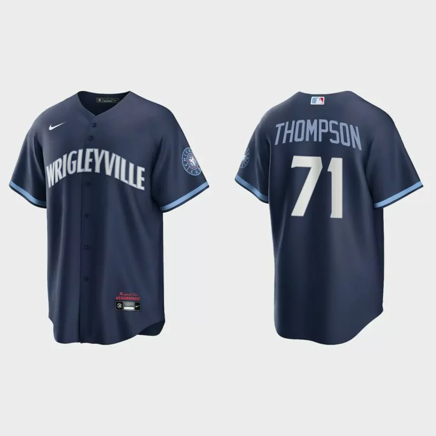 Chicago Cubs #71 Keegan Thompson 2021 City Connect Replica Jersey – Navy