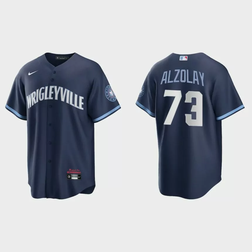 Chicago Cubs #73 Adbert Alzolay 2021 City Connect Replica Jersey – Navy