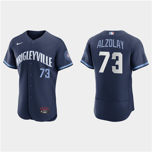 Chicago Cubs #73 Adbert Alzolay Men's Nike 2021 City Connect Authentic Navy MLB Jersey